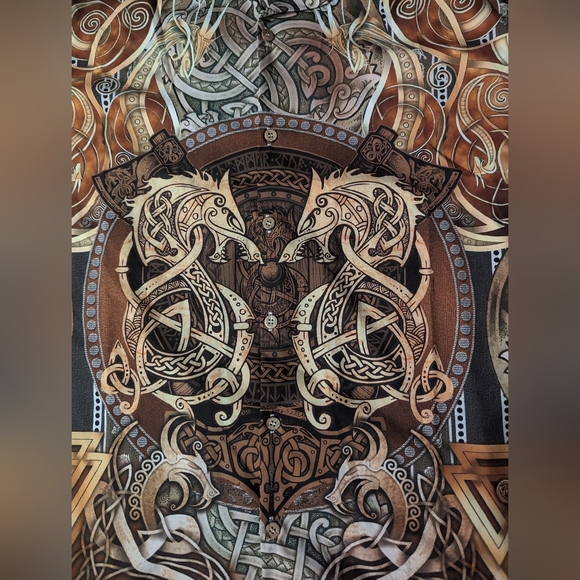 Hawalili Mens Button Down Shirt Brown & Gold Dragon Print Size 2XL Unique! - Picture 3 of 16